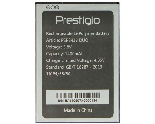 Акумулятор Prestigio PSP3416 Wize YA3/Li-Polymer 1400 mAh 3.8V [Original PRC] 12 міс. гарантії