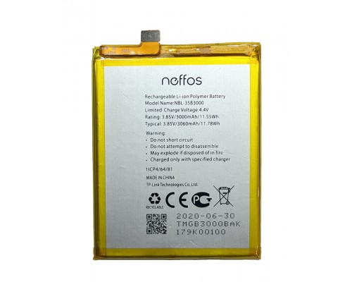 Аккумулятор для TP-Link NBL-35B3000 Neffos C7 (TP910A) / Neffos X9 (TP913A) - 3060 mAh [Original PRC] 12 мес. гарантии