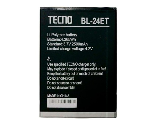 Аккумулятор Tecno BL-24ET для Tecno POP 1 Pro / POP 2F (B1F) / F7 (BL-F3) 2500 mAh [Original] 12 мес. гарантии