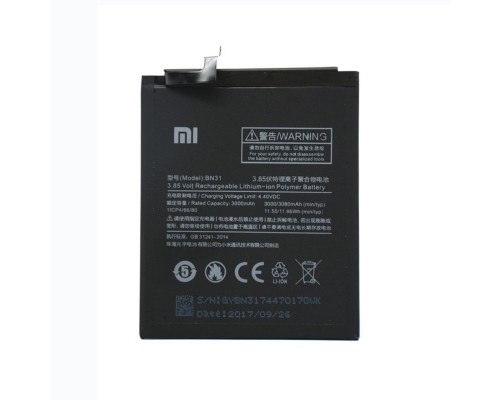 Аккумулятор для Xiaomi BN31 - Mi A1/ Mi 5X/ Redmi Note 5A/ Redmi Note 5A Pro [Original PRC] 12 мес. гарантии