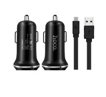 Автомобильное ЗУ Hoco Z1 2USB Black + USB Cable MicroUSB (2.1A)