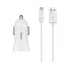 Автомобільне ЗУ Hoco Z2 White + USB Cable MicroUSB (1.5A)