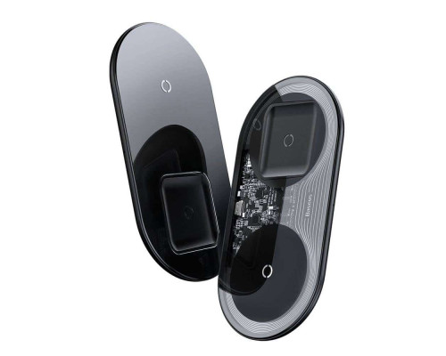 Бездротове ЗУ Baseus Simple 2in1 (WXJK-A01) Crystal Black (Phone + Pods)