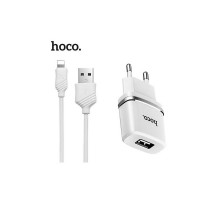 Зарядний пристрій Hoco C11 White 1USB + USB Cable iPhone Lightning (1A)