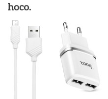 Зарядное устройство Hoco C12 2USB White + USB Cable iPhone Lightning (2.4A)