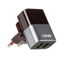 Зарядний пристрій LDNIO (2.4A) 2USB Black/Grey + Cable MicroUSB (DL-A2206)
