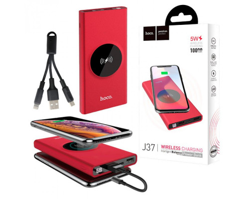 Повербанк Hoco J37 Wisdom Wireless 10000 mAh Червоний