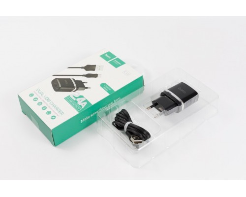 Зарядний пристрій Hoco C12 2USB 2.4A + Cable Micro, Black