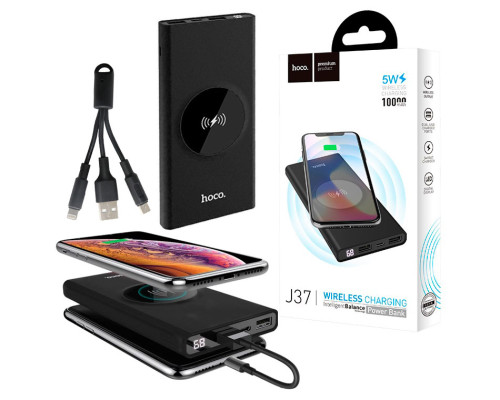 Повербанк Hoco J37 Wisdom Wireless 10000 mAh Чёрный