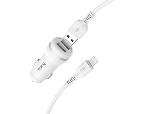 Автомобільне ЗУ Hoco Z27 (2USB/2.4A) + Cable iPhone White