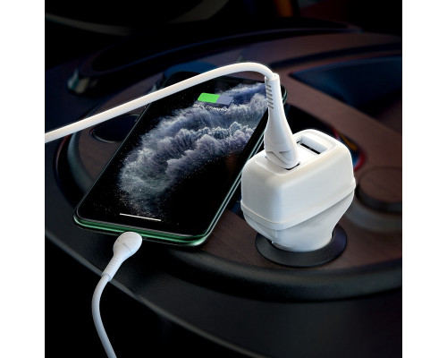 Автомобільне ЗУ Hoco Z36 Lightning 2USB White