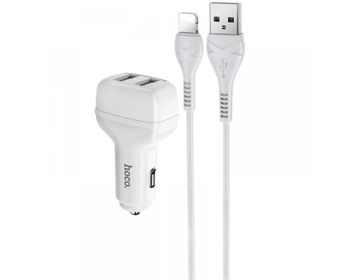 Автомобільне ЗУ Hoco Z36 Lightning 2USB White