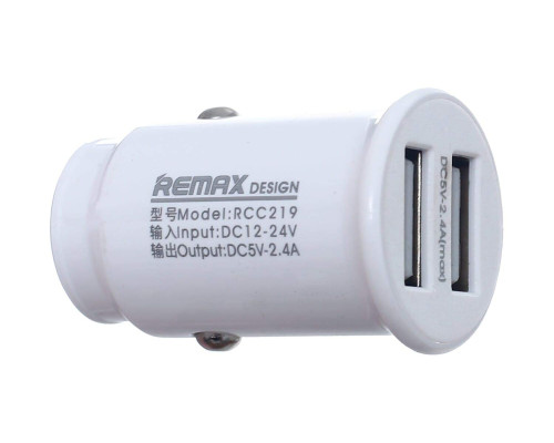 Автомобільне ЗУ Remax RCC-219 Roki 2.4A 2USB white