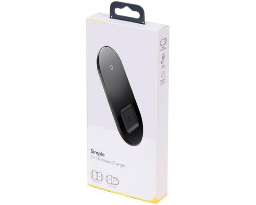 Бездротове ЗУ Baseus Simple 2in1 (WXJK-A01) Crystal Black (Phone + Pods)