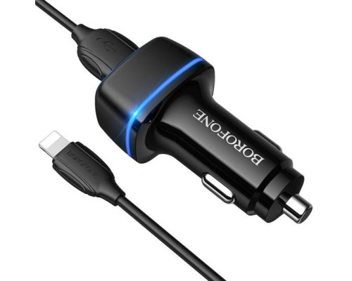 Автомобільне ЗУ Borofone BZ14 Lightning 2USB 2.4A Black