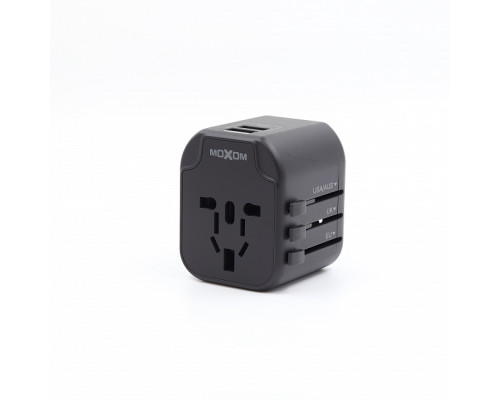 Зарядний пристрій MOXOM HC24 з перемиканням EU/USA/UK + 2USB/2.4A Black