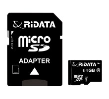 Карта памяти RiDATA microSDXC 64GB Class 10 UHS-I + SD адаптер