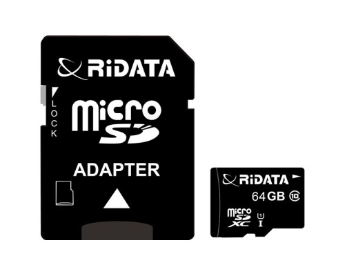 Карта пам'яті RiDATA microSDXC 64GB Class 10 UHS-I+ SD адаптер