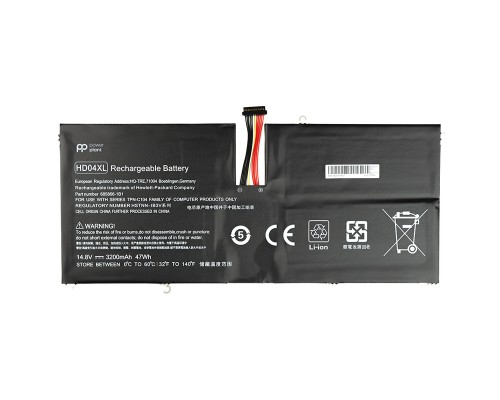 Акумулятори PowerPlant для ноутбуків HP Envy Spectre XT 13-2120TU (HD04XL) 14.8V 3200mAh