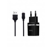 Зарядний пристрій Hoco C12 2USB 2.4A Black + Cable iPhone Lightning Black