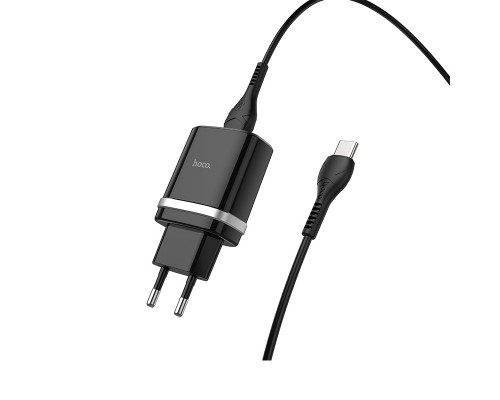 Зарядное устройство Hoco C12Q QC3.0 18W + Type-C Cable  Black