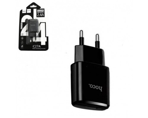 Зарядний пристрій Hoco C27A (1USB/2.4A) Black