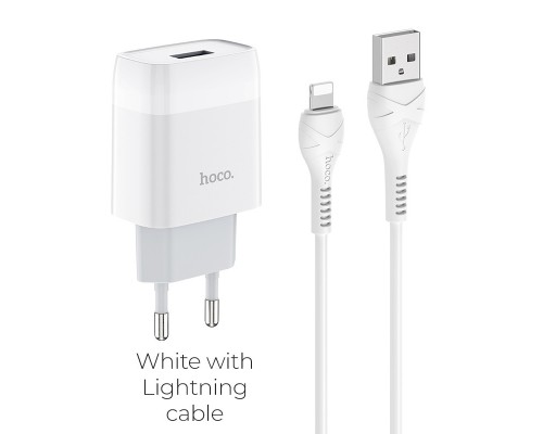 Зарядное устройство Hoco C72A Lightning 2.1A White