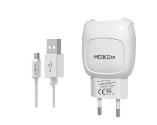 Зарядний пристрій Moxom KH-69 2.1A 2USB + Cable microUSB White