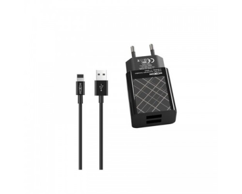 Зарядний пристрій Moxom MX-HC22 2.4A 2USB + Cable Lightning Black