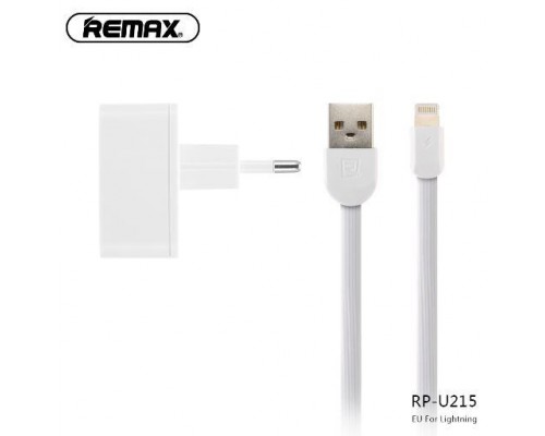 Зарядний пристрій Remax RP-U215i 2.4A 2USB + Cable Lightning white